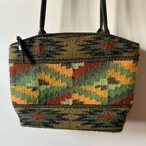 Kilim Weave Purse Green Tabask Handmade in Peru